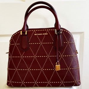Michael Kors Adele burgundy leather satchel